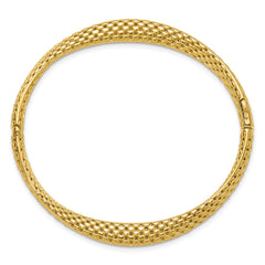 14K Polished and Textured Fancy Twist Hinged Bangle