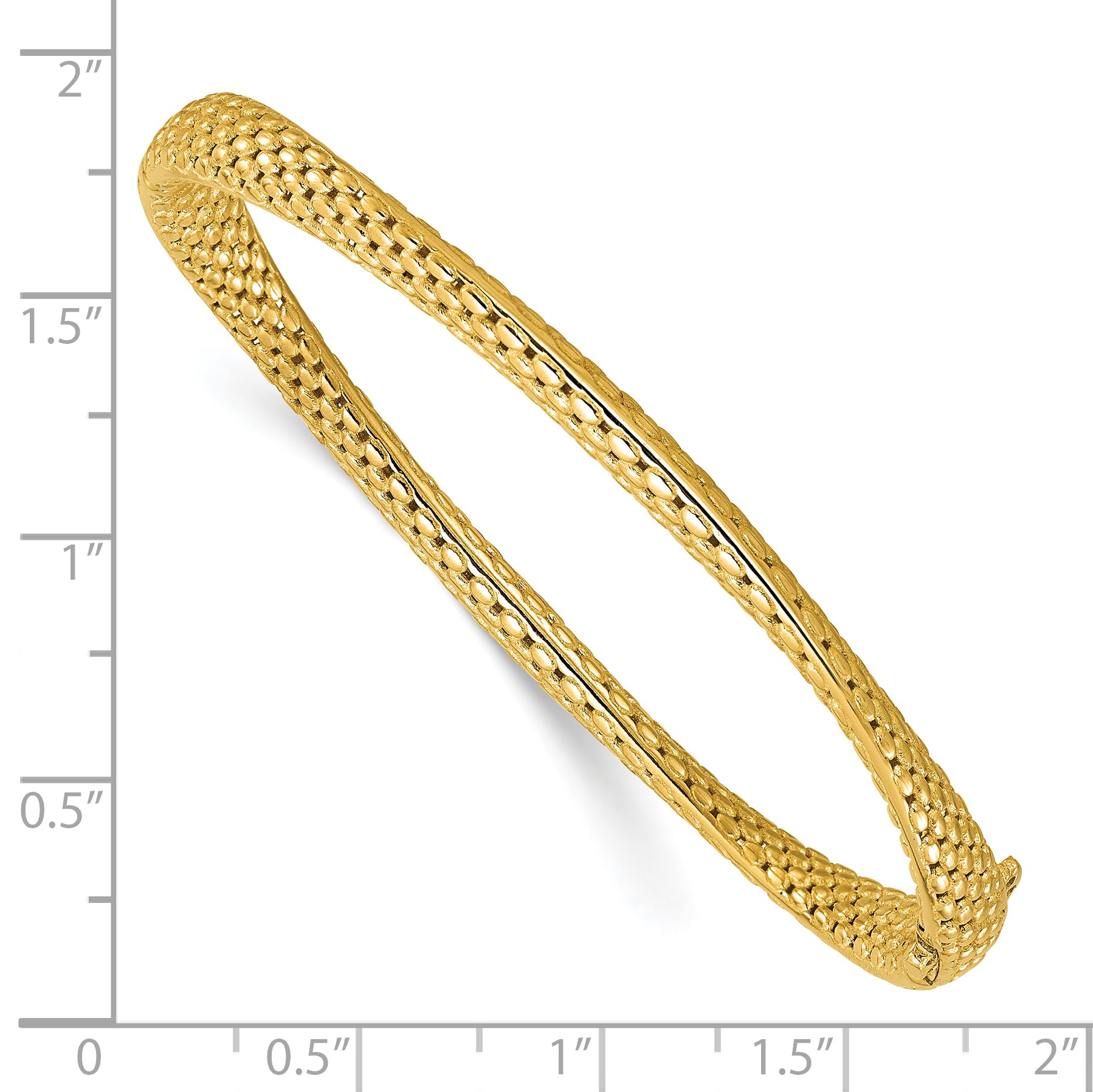 14K Polished and Textured Fancy Twist Hinged Bangle