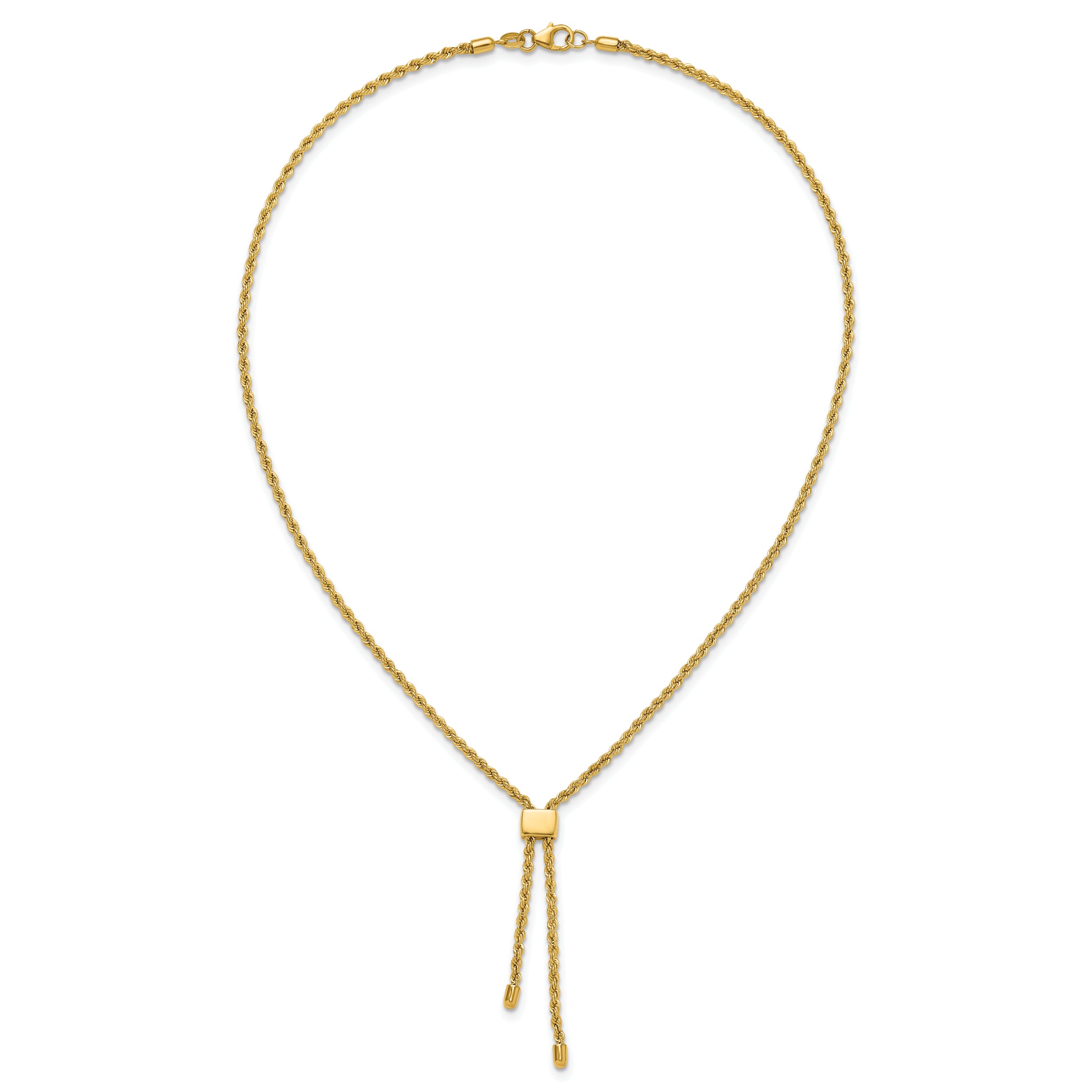 14K Polished/Dia-cut Fancy Rope Adj. up to 19in Necklace