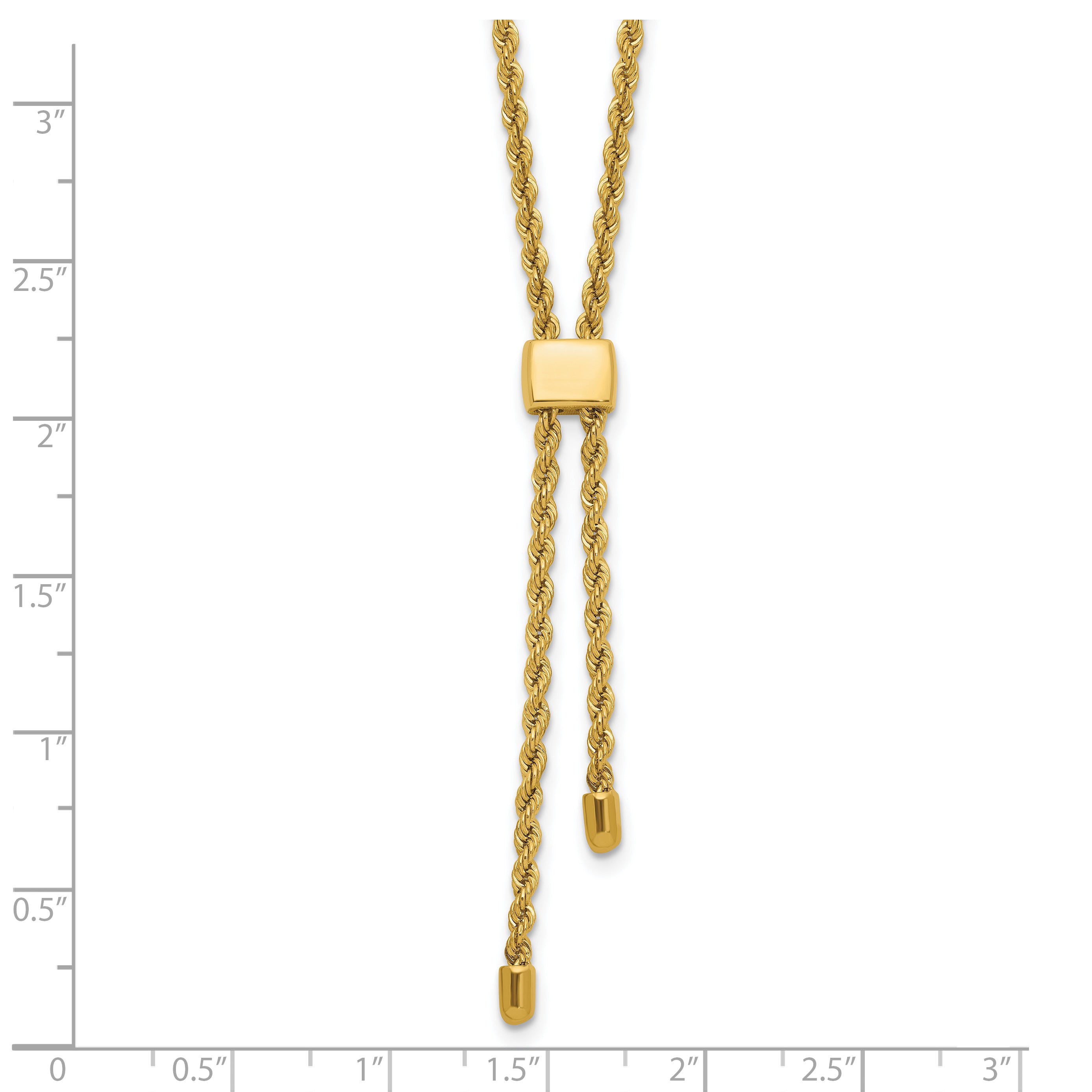 14K Polished/Dia-cut Fancy Rope Adj. up to 19in Necklace