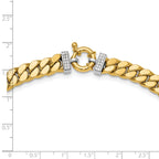 14K Two-tone CZ Polished Fancy Curb Necklace