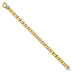 14K Two-tone CZ Polished Fancy Curb Bracelet
