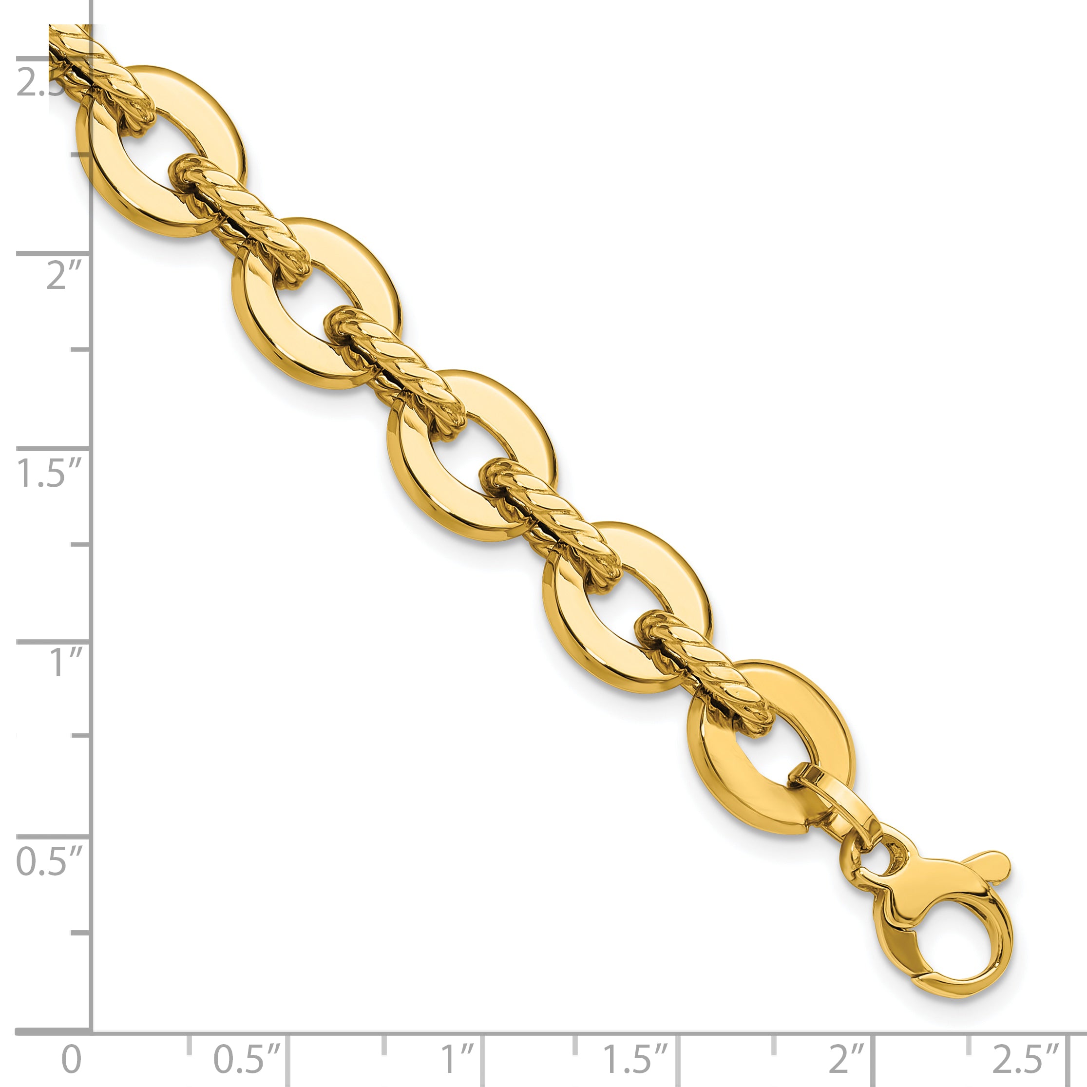 14K Polished and Grooved Fancy Link Bracelet