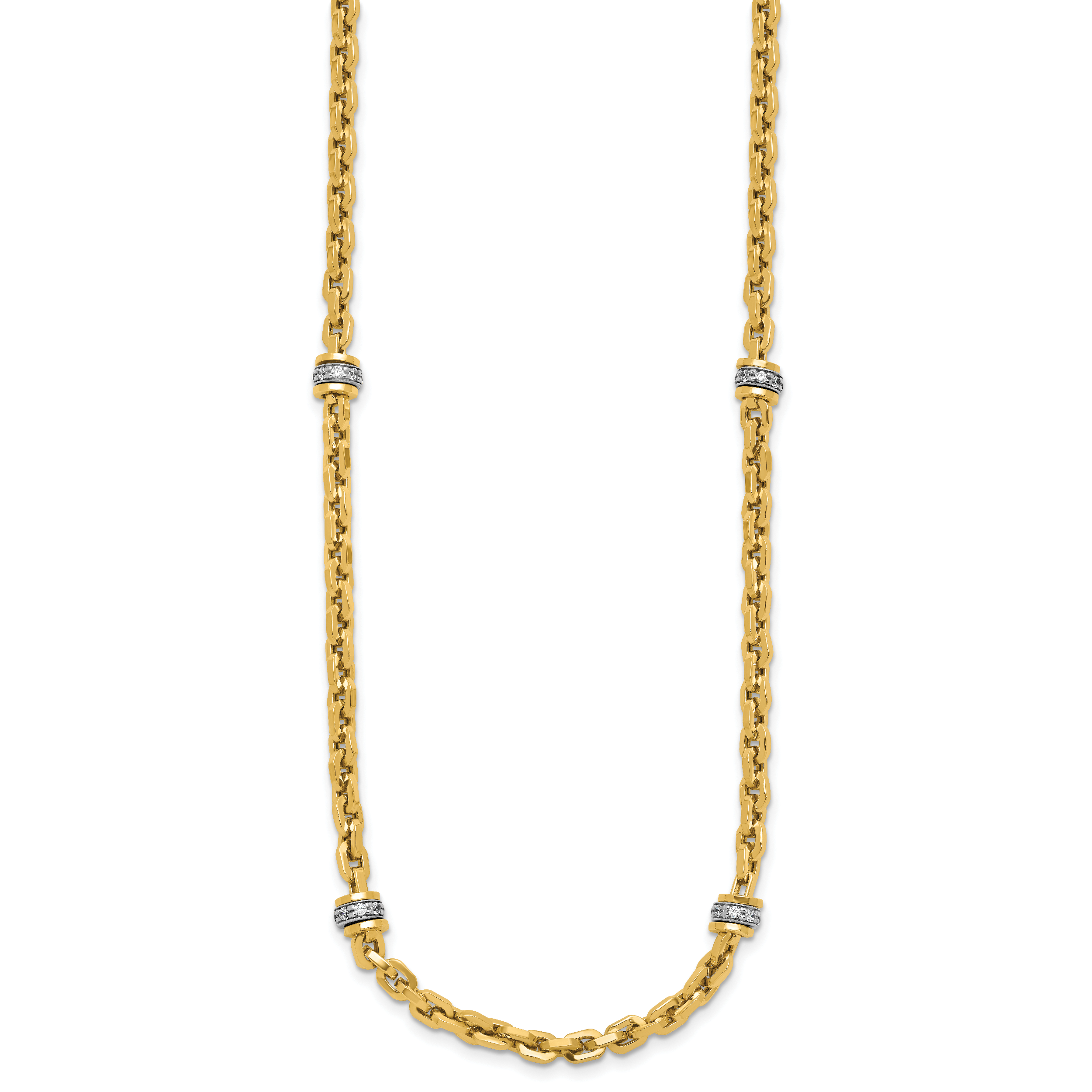 14K Two-tone CZ Polished Fancy Link Necklace Secondary image