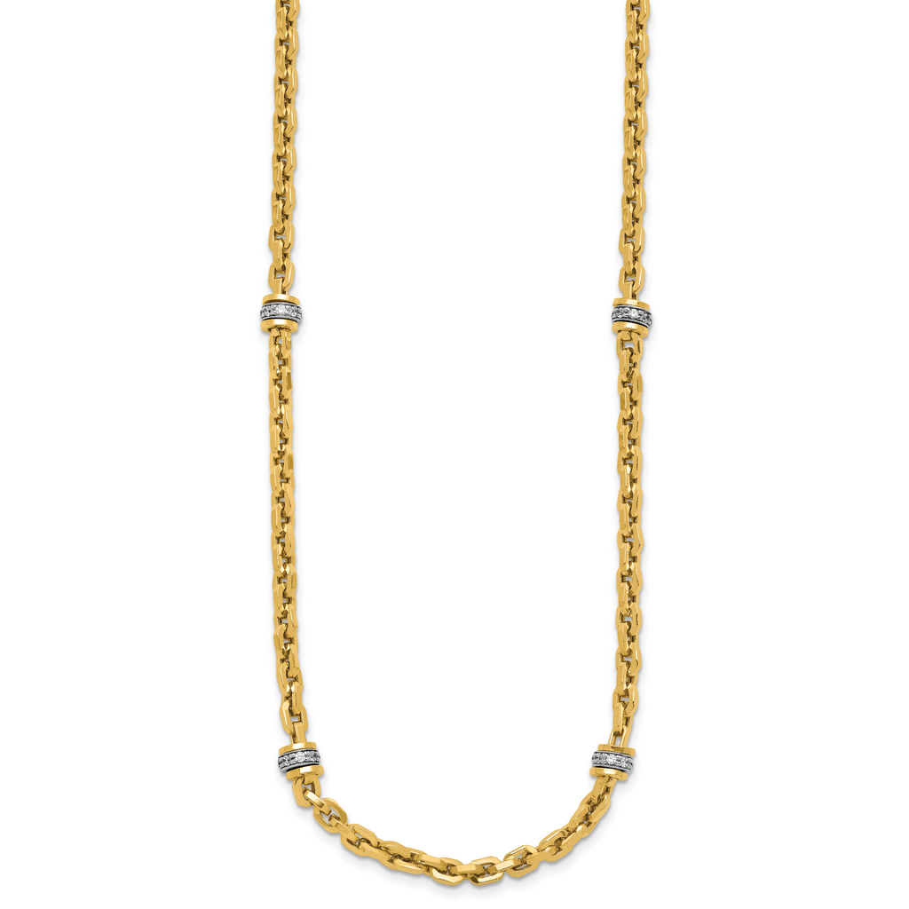 14K Two-tone CZ Polished Fancy Link Necklace