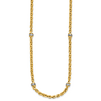14K Two-tone CZ Polished Fancy Link Necklace