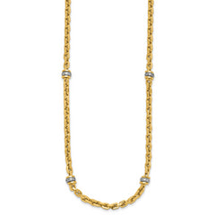 14K Two-tone CZ Polished Fancy Link Necklace
