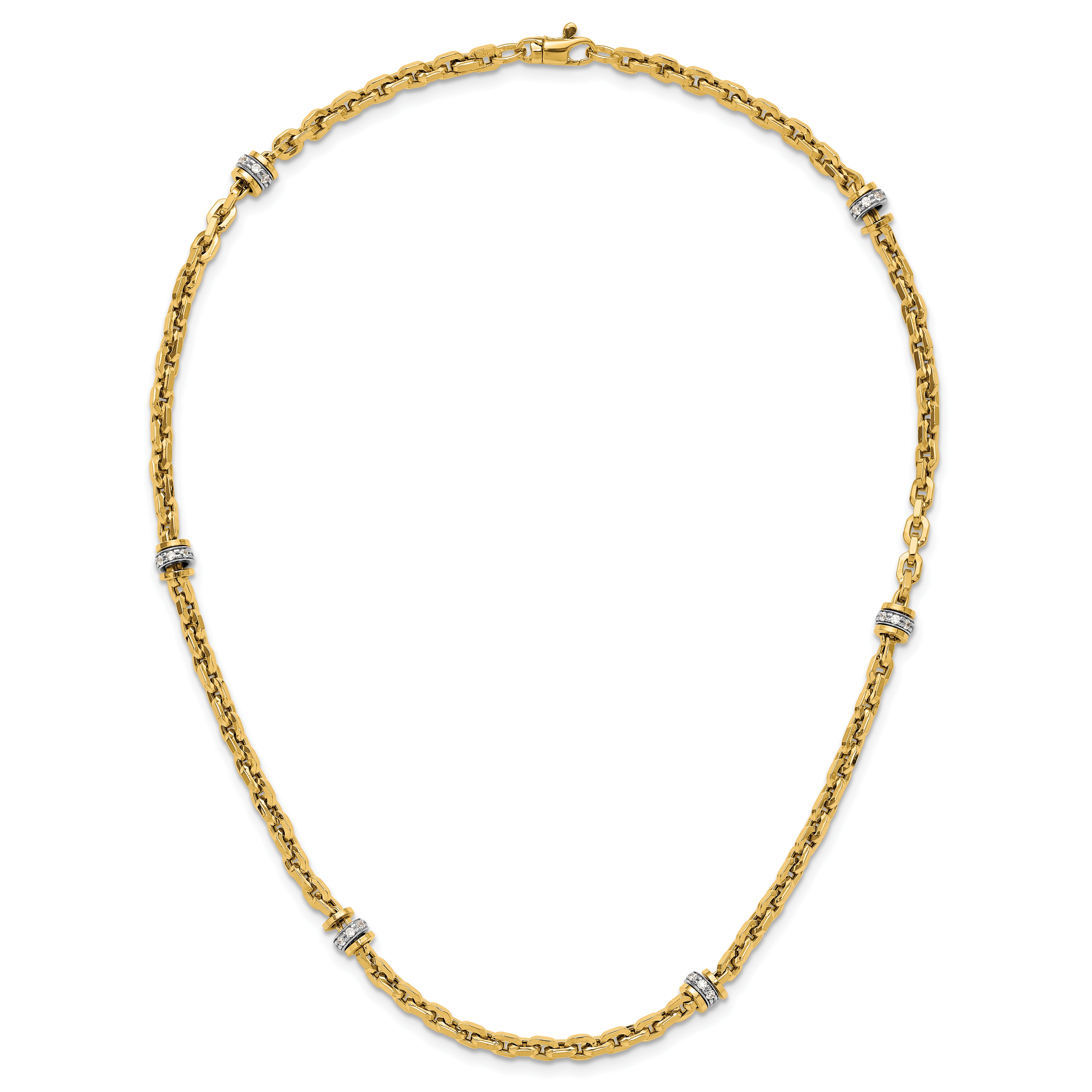 14K Two-tone CZ Polished Fancy Link Necklace