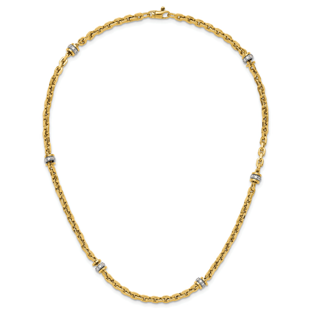 14K Two-tone CZ Polished Fancy Link Necklace