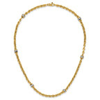 14K Two-tone CZ Polished Fancy Link Necklace