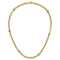 14K Two-tone CZ Polished Fancy Link Necklace