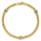 14K Two-tone CZ Polished Fancy Link Bracelet