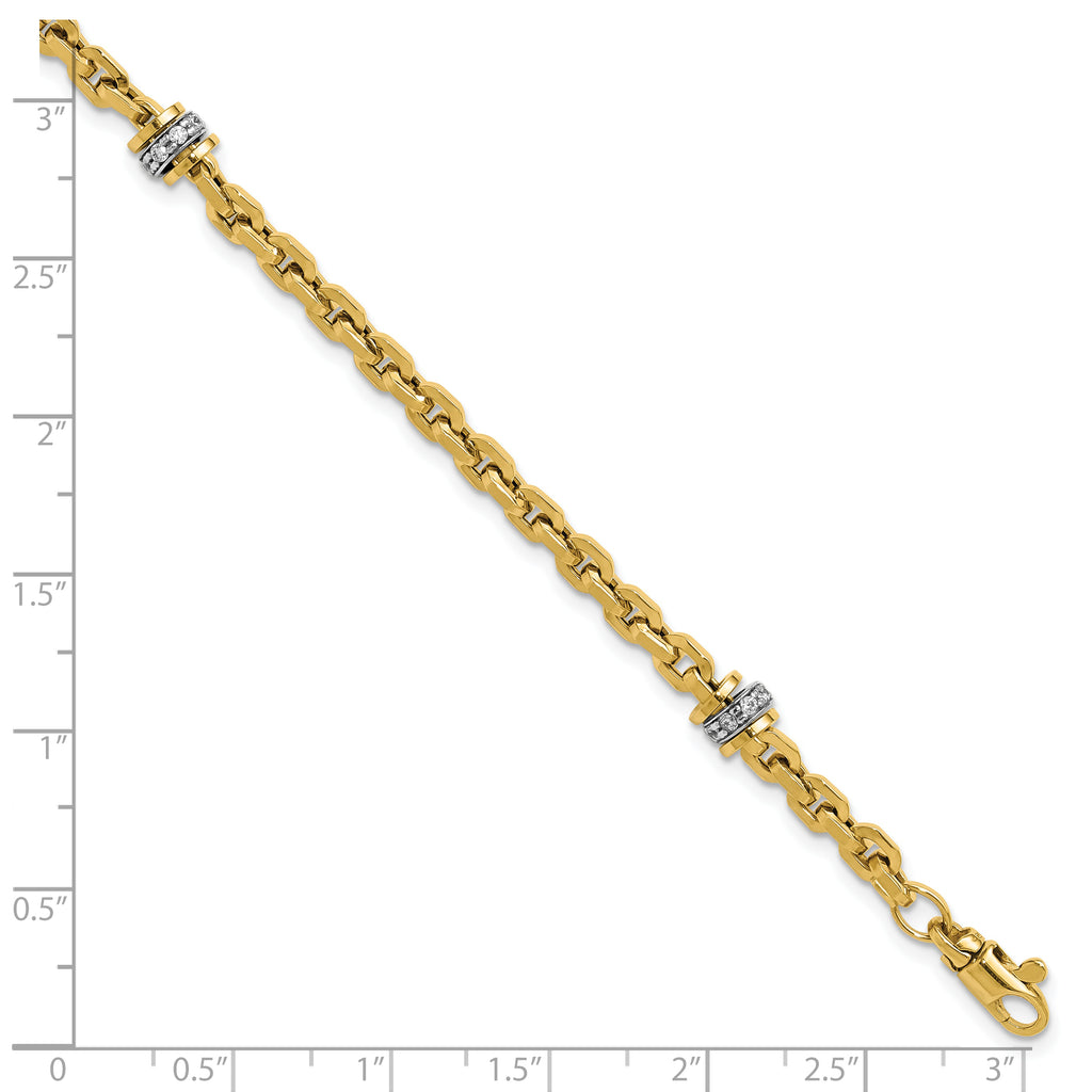 14K Two-tone CZ Polished Fancy Link Bracelet