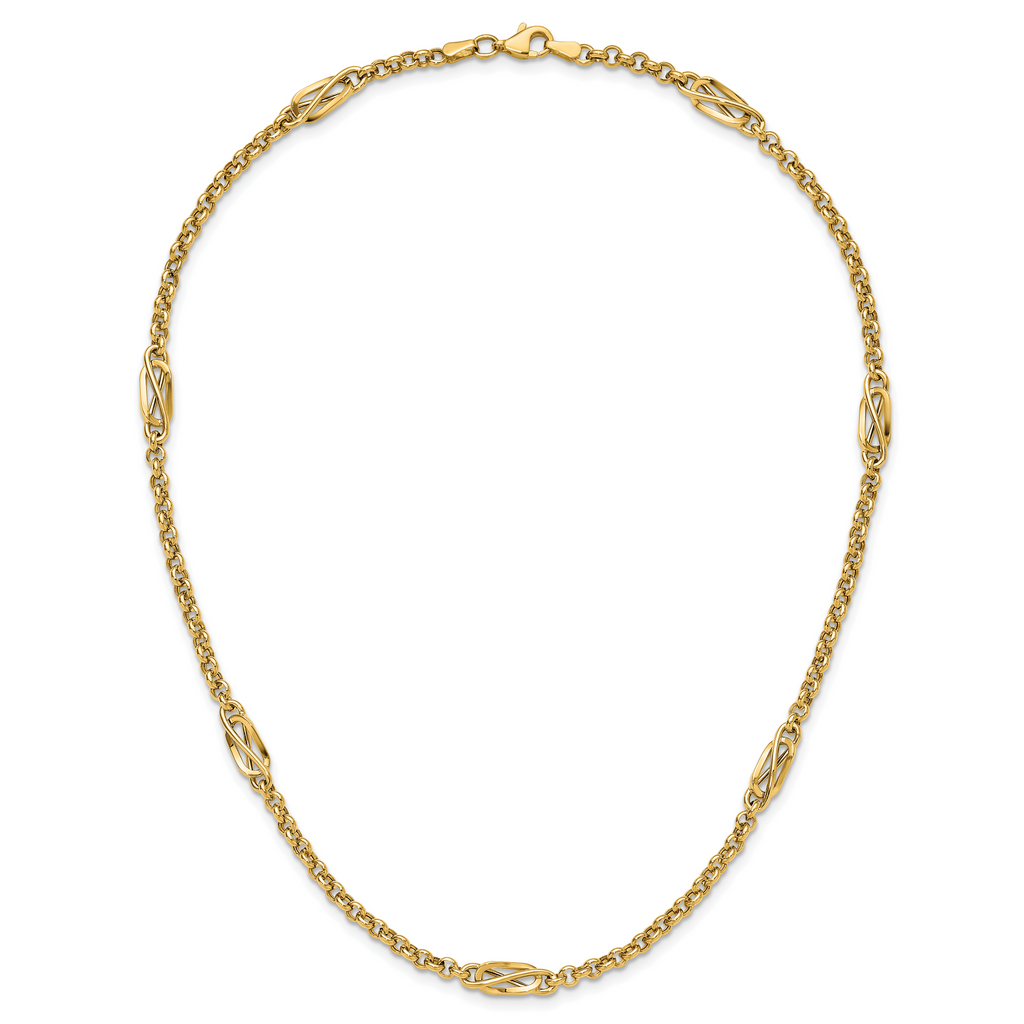 14K Polished Fancy Link Necklace
