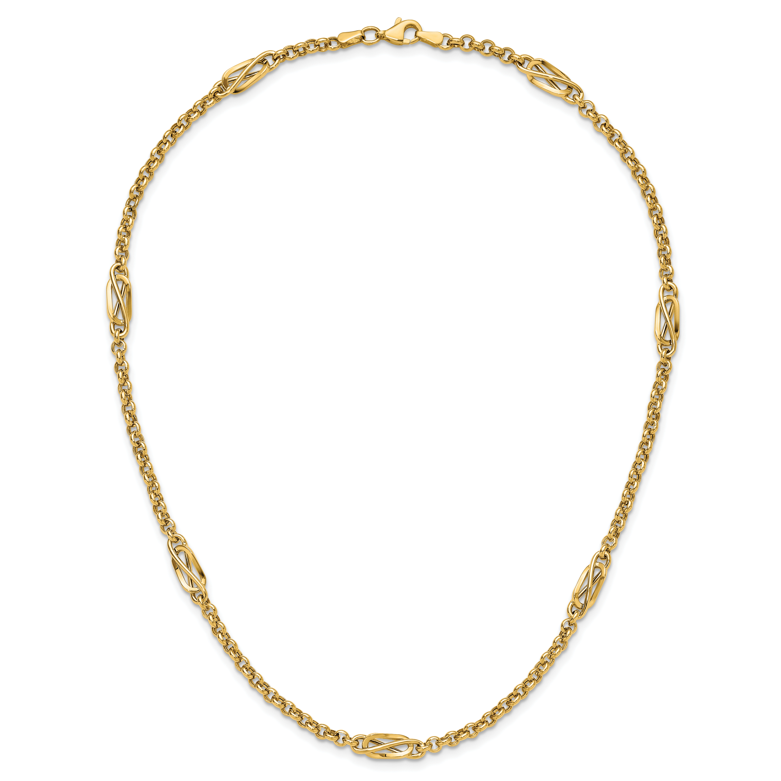 14K Polished Fancy Link Necklace