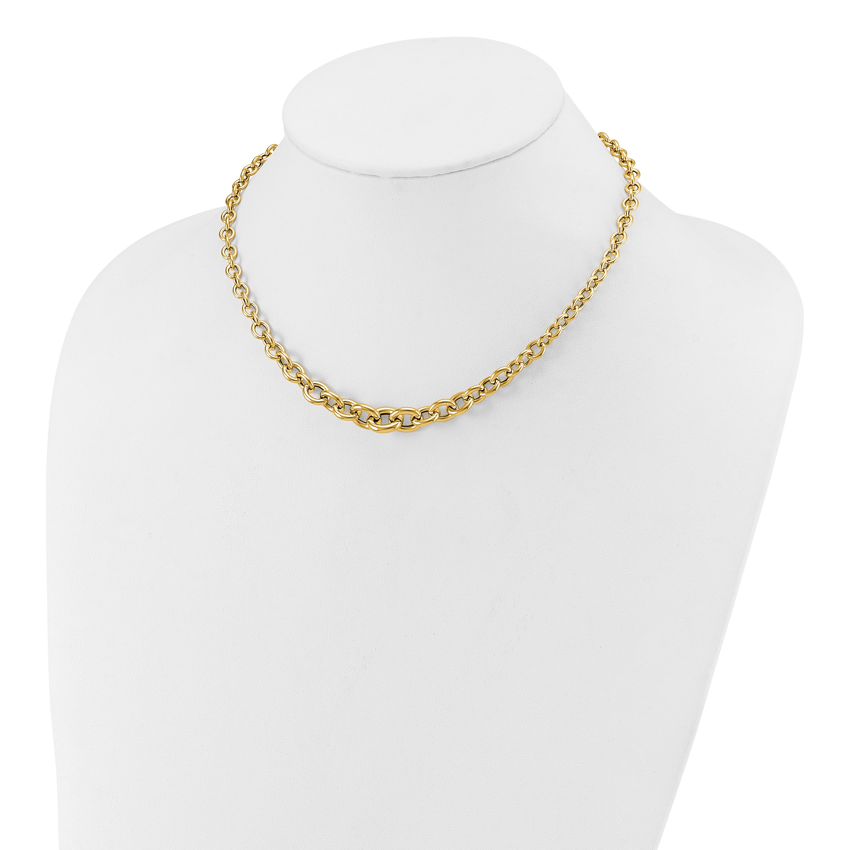 14K Polished Fancy Graduated Circle Link Necklace