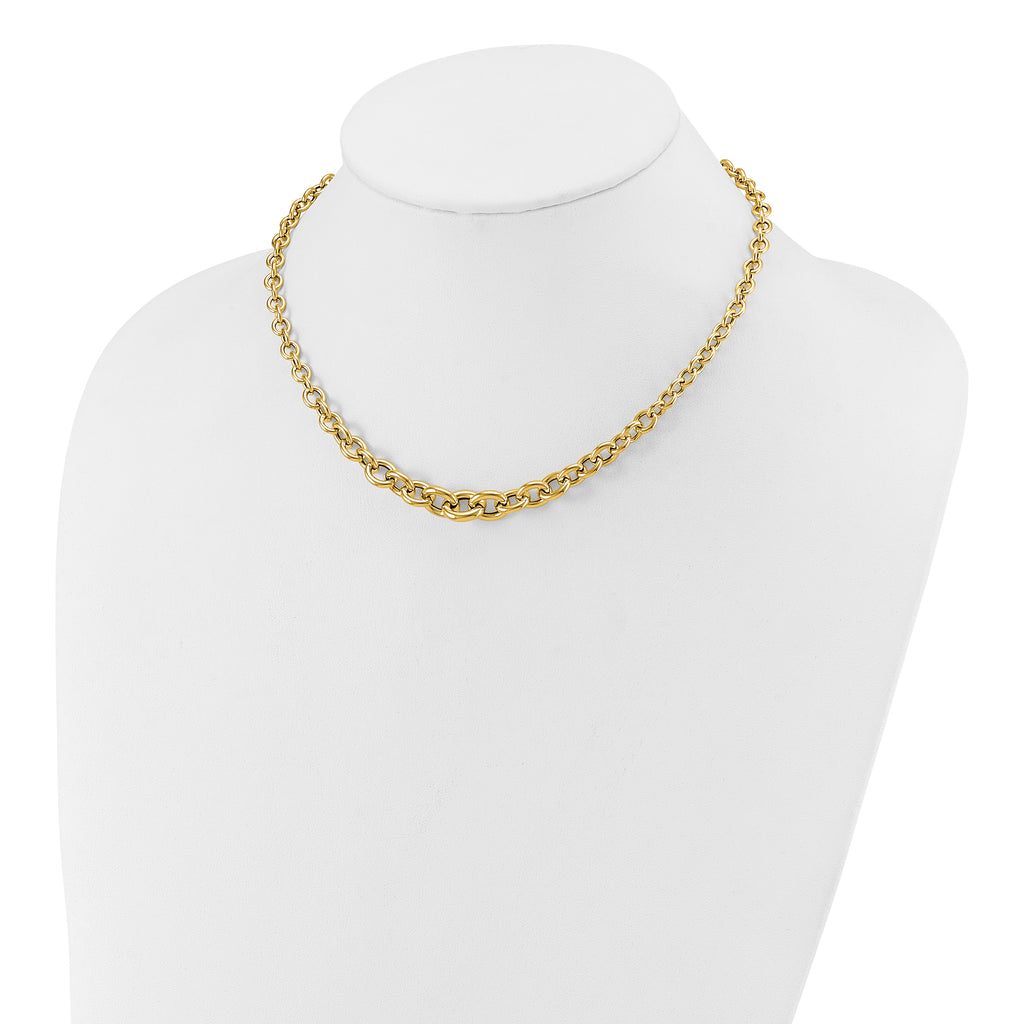 14K Polished Fancy Graduated Circle Link Necklace
