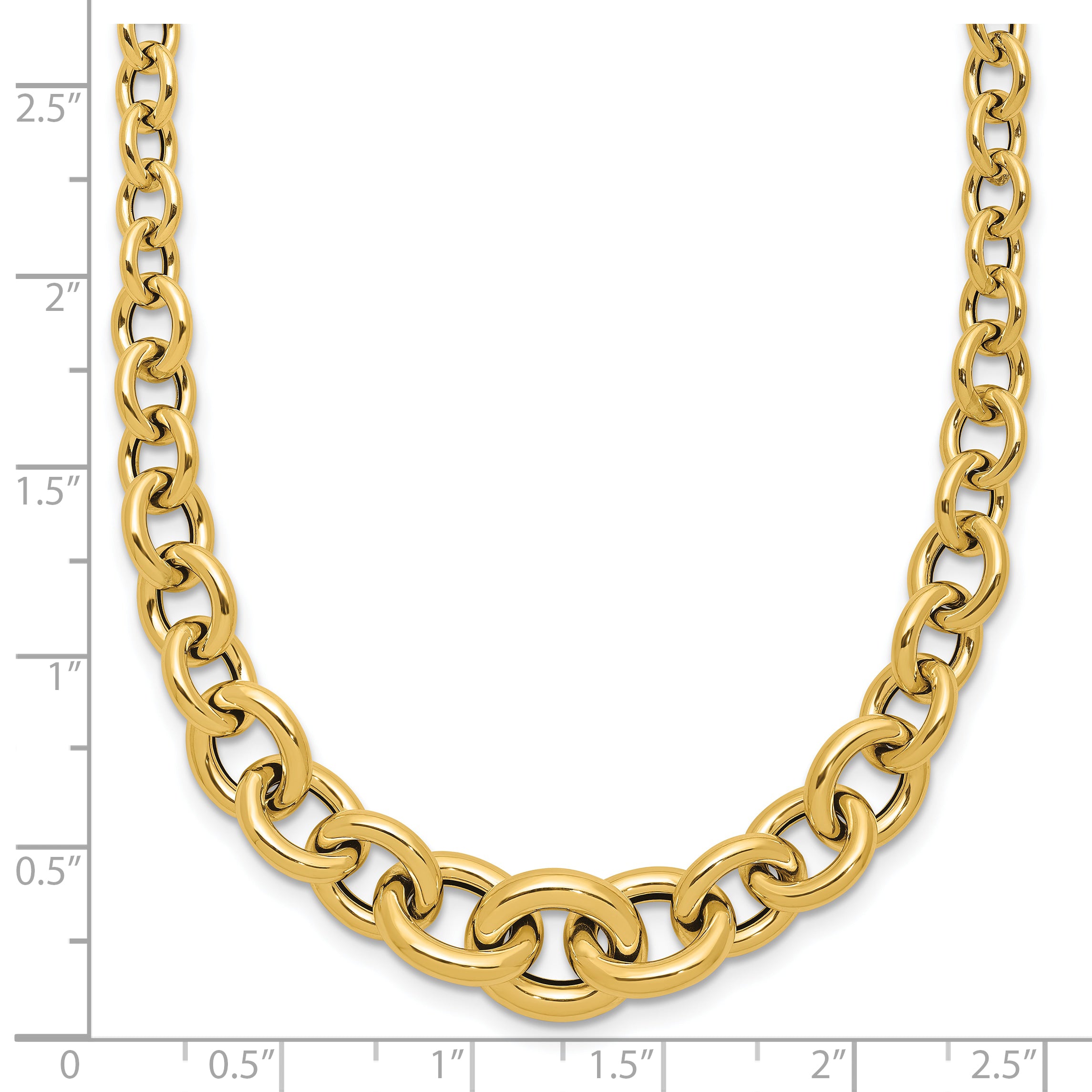 14K Polished Fancy Graduated Circle Link Necklace