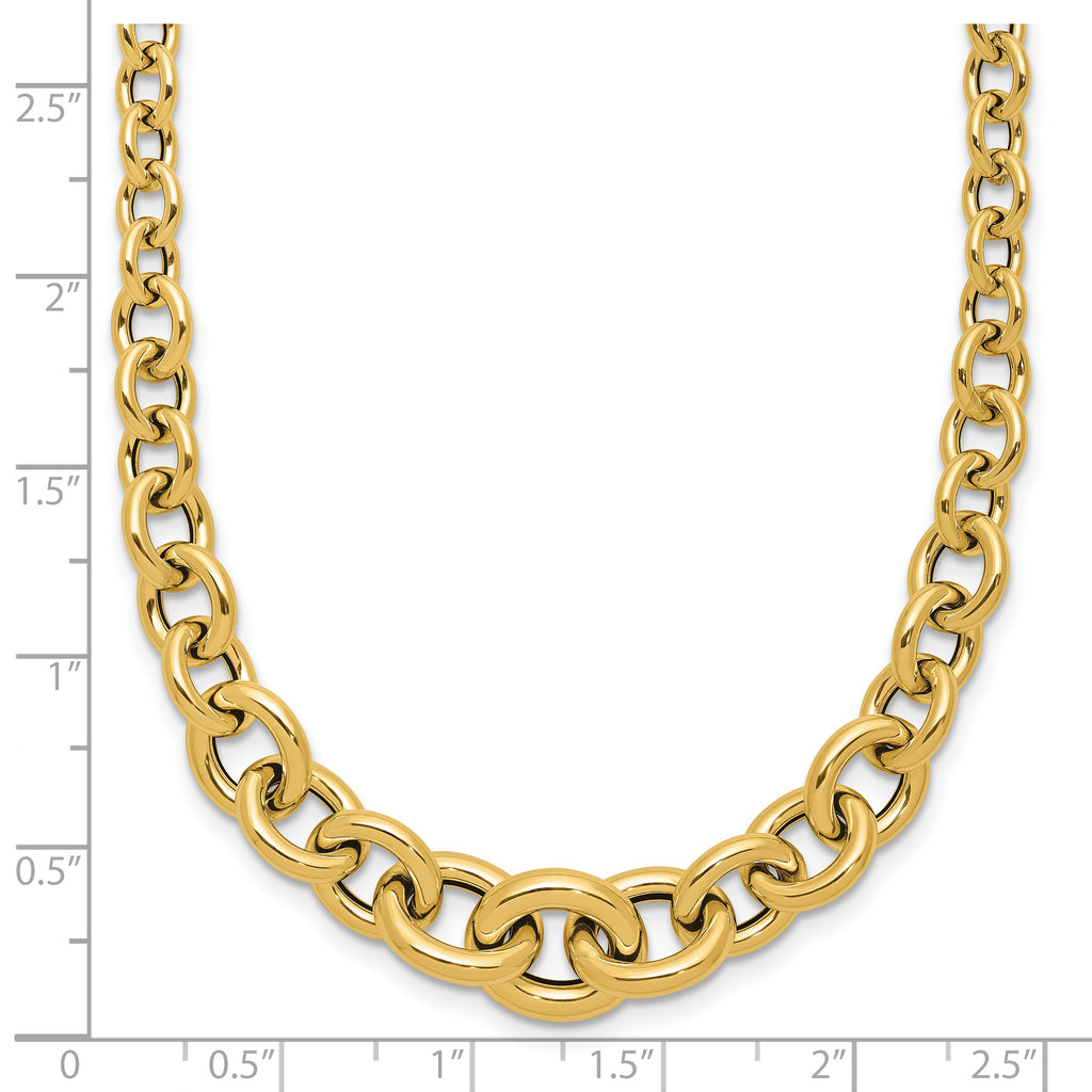14K Polished Fancy Graduated Circle Link Necklace