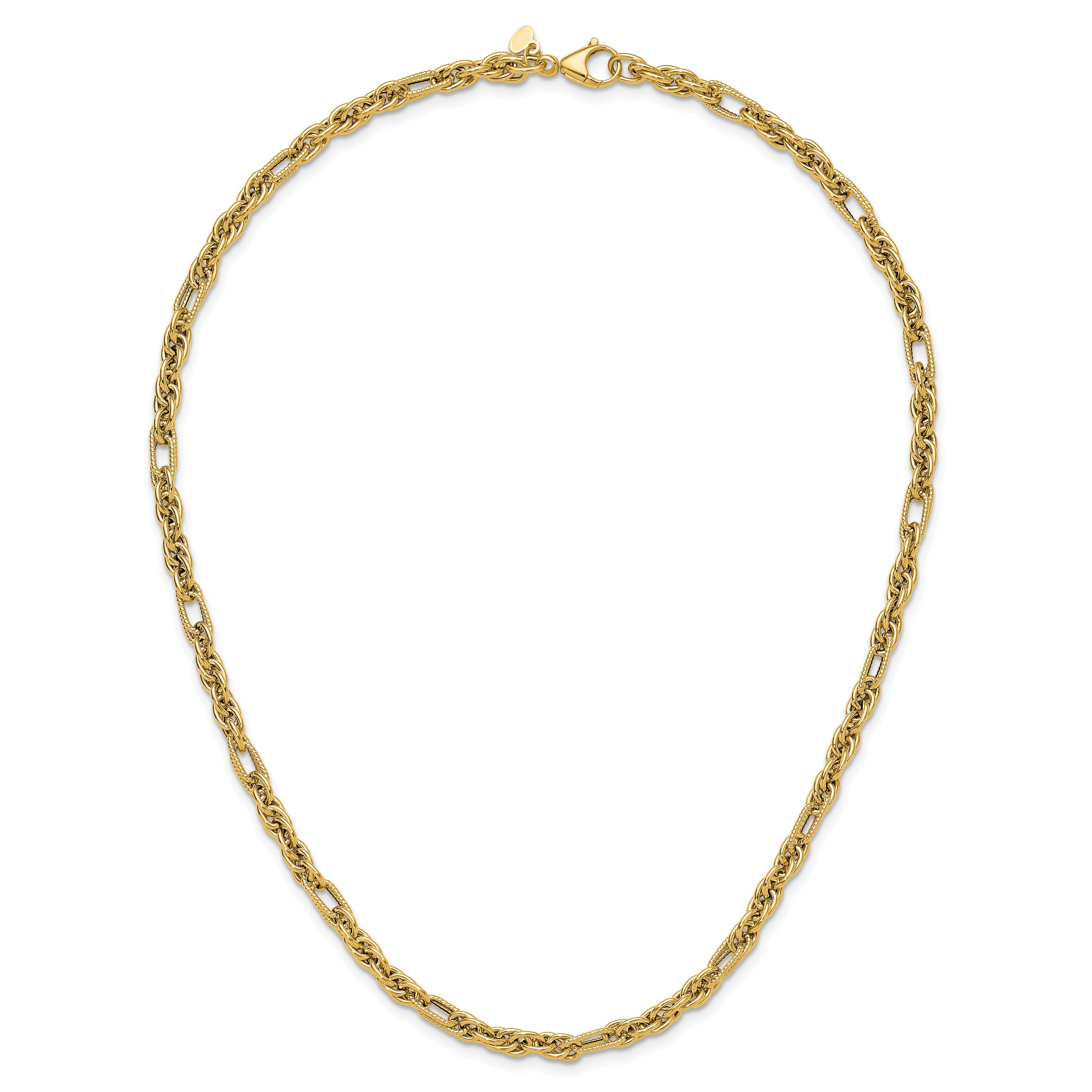 14K Polished and Textured Fancy Link Necklace