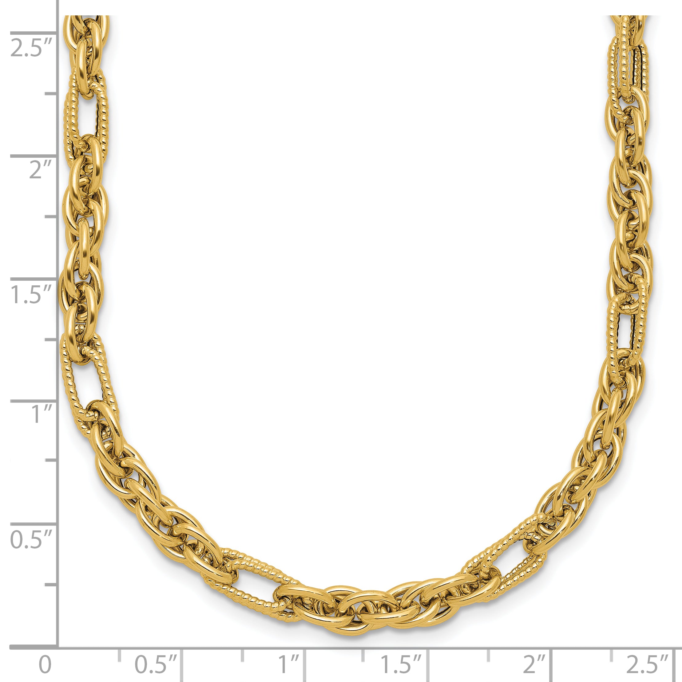14K Polished and Textured Fancy Link Necklace