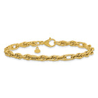 14K Polished and Textured Fancy Link Bracelet
