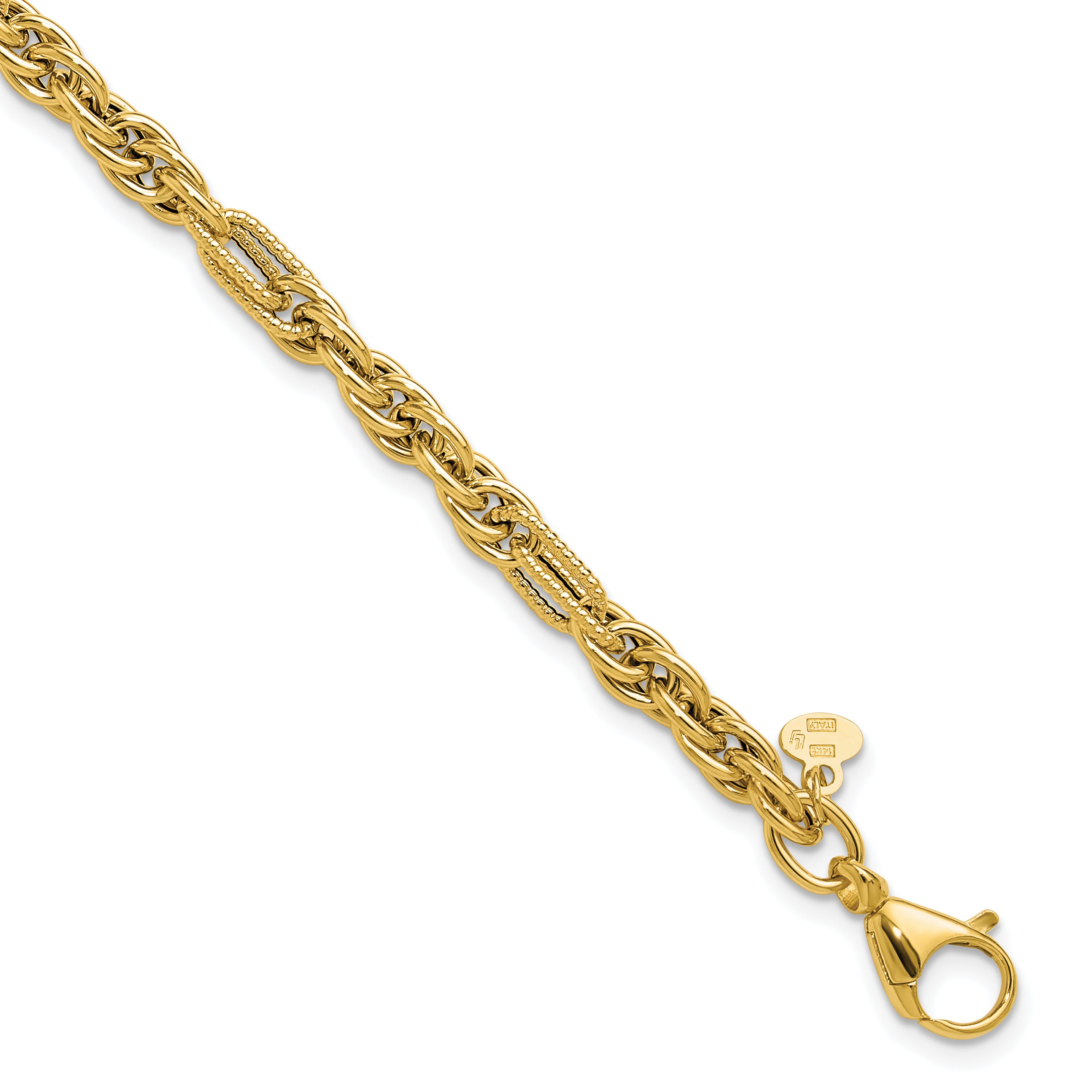 14K Polished and Textured Fancy Link Bracelet Main image