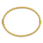 14K Polished/Textured and Twisted Hinged Bangle