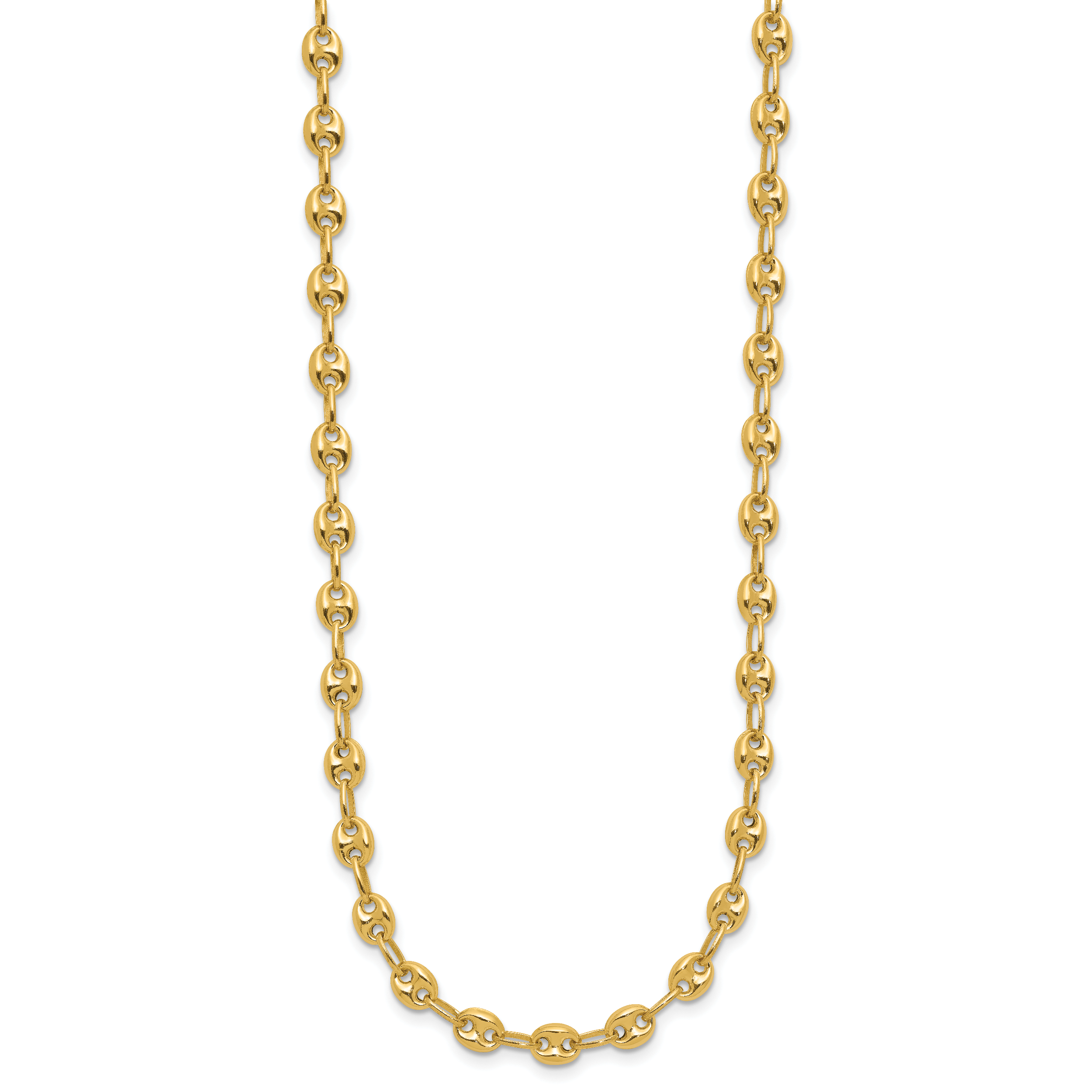 14K Polished Puffed Mariner Link Necklace