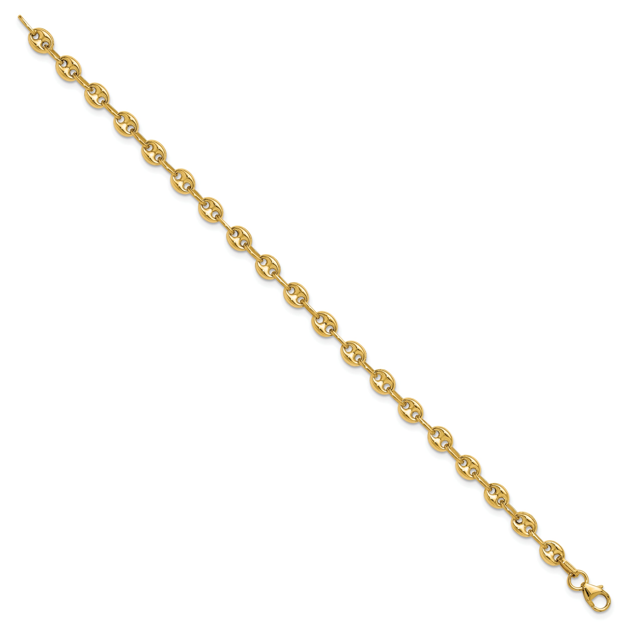 14K Polished Puffed Mariner Link Bracelet