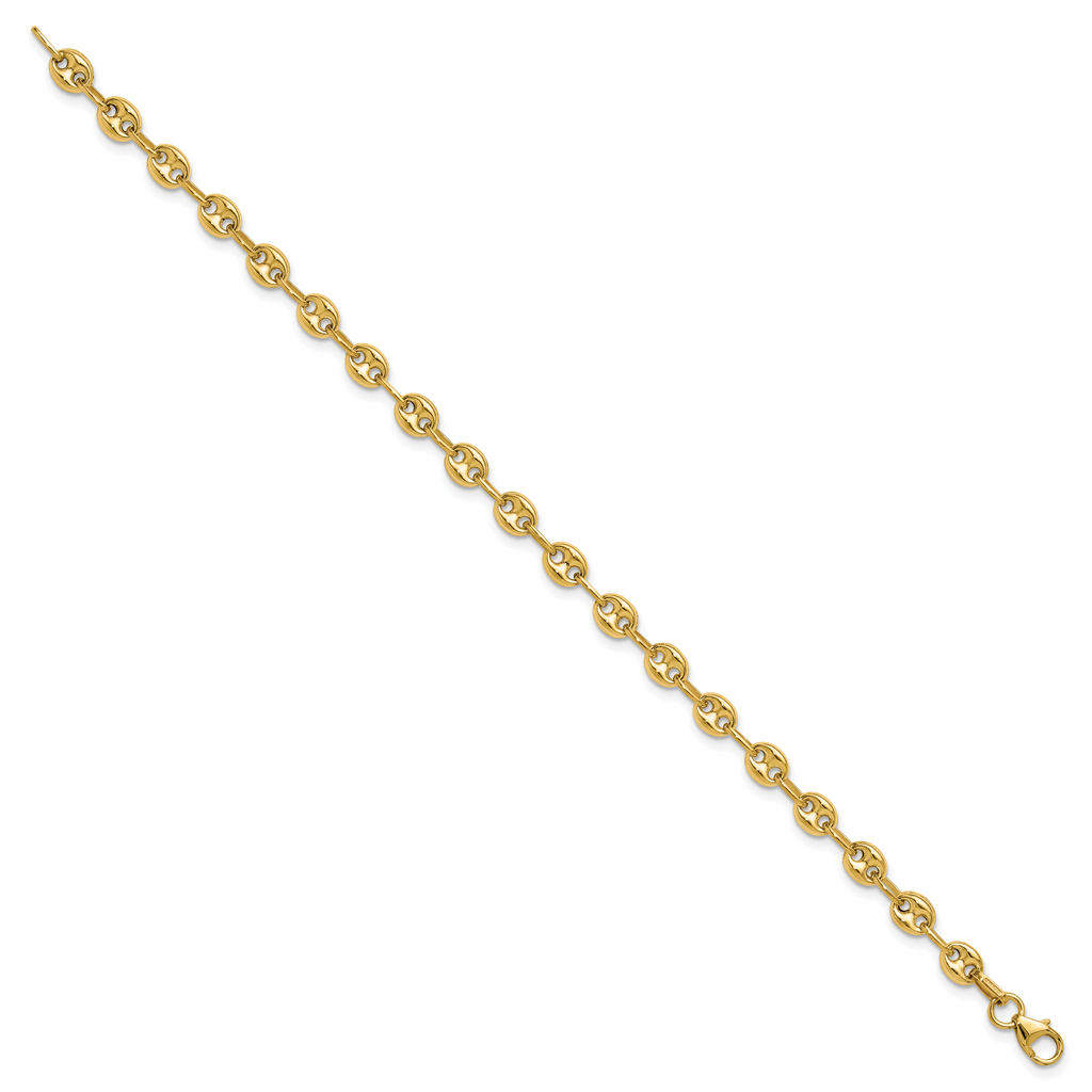 14K Polished Puffed Mariner Link Bracelet