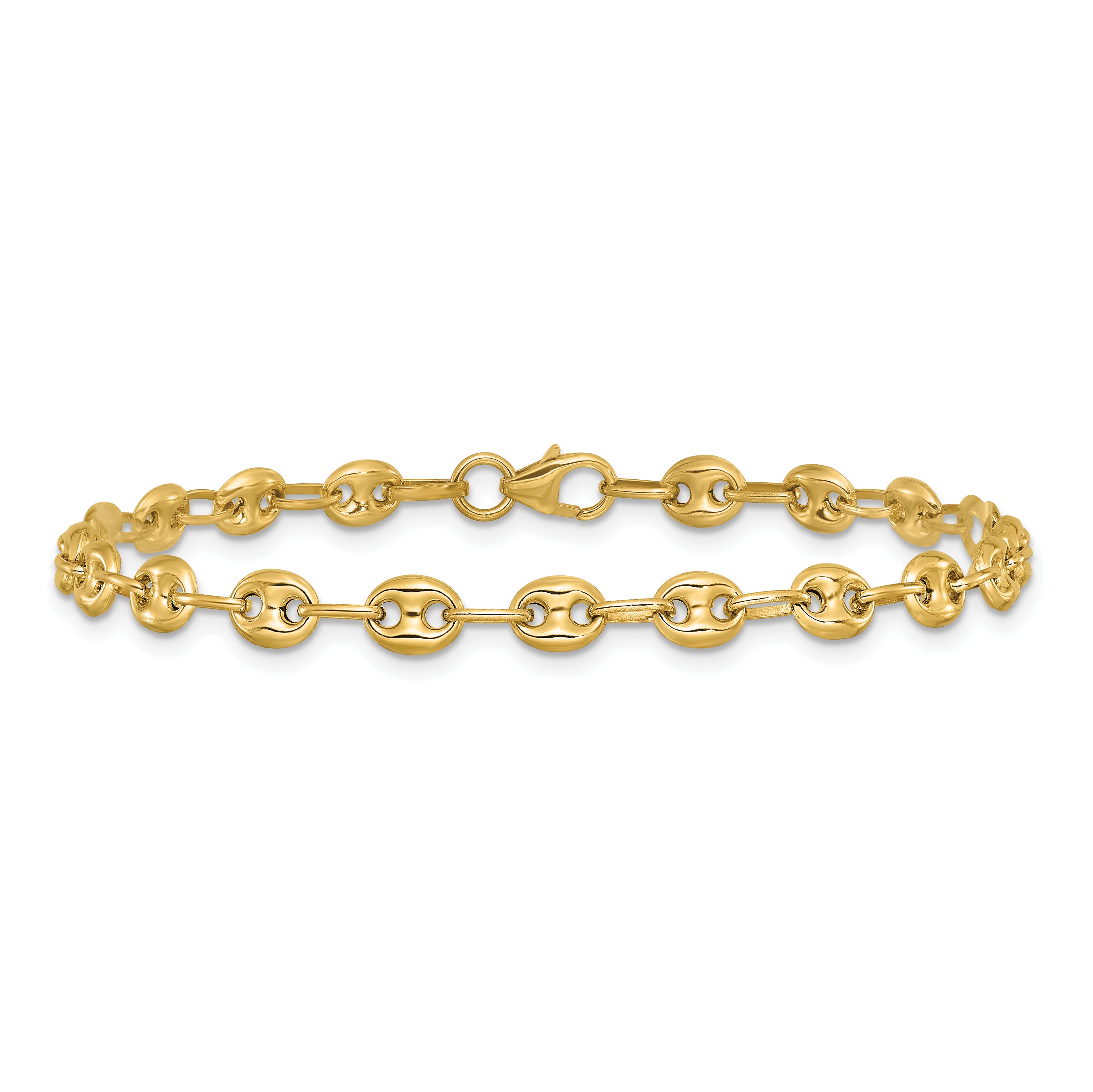 14K Polished Puffed Mariner Link Bracelet