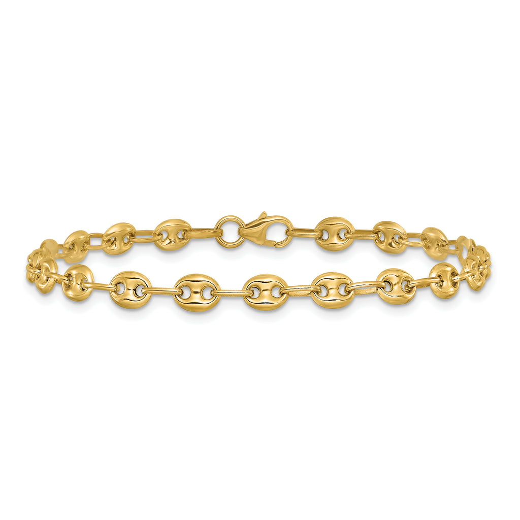 14K Polished Puffed Mariner Link Bracelet