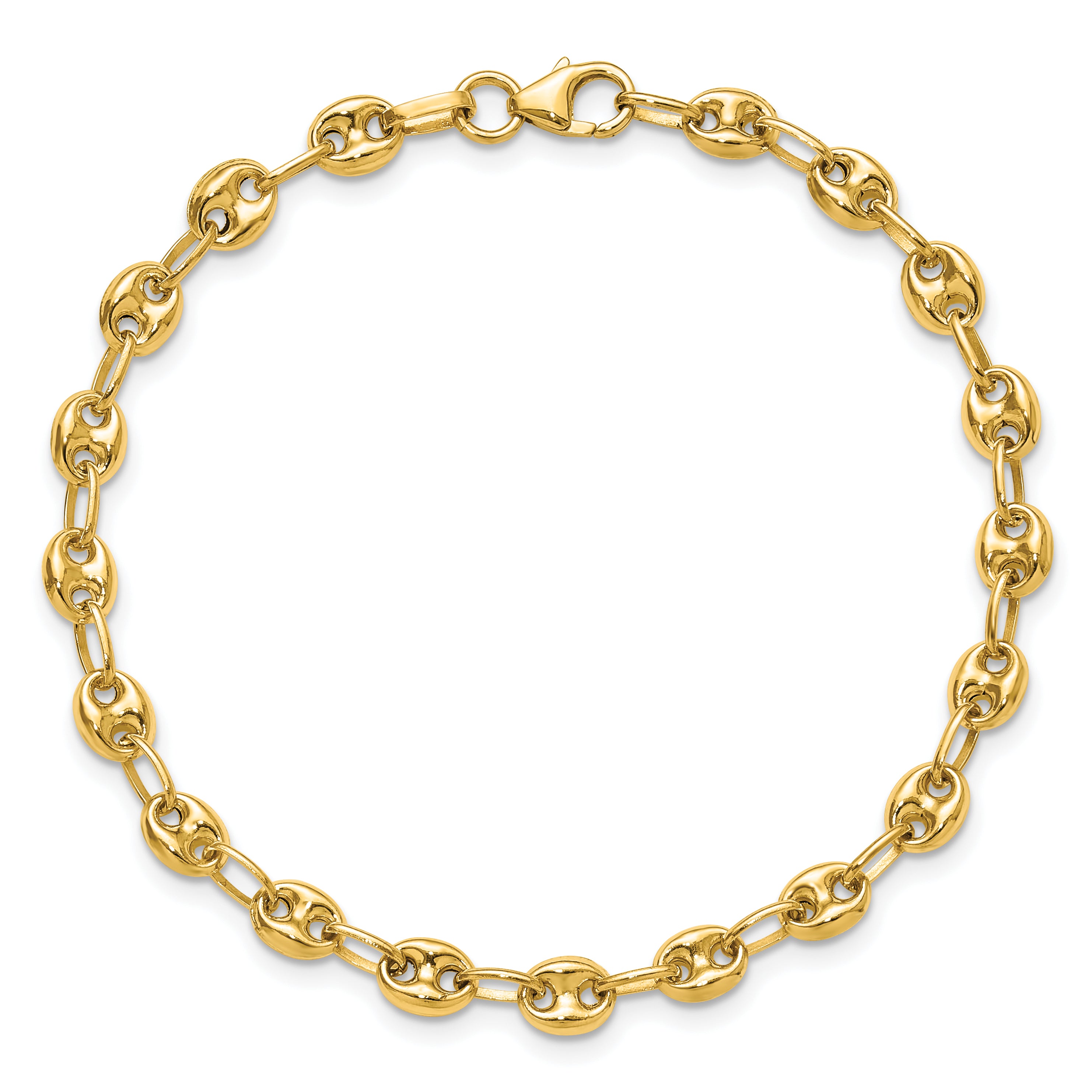 14K Polished Puffed Mariner Link Bracelet
