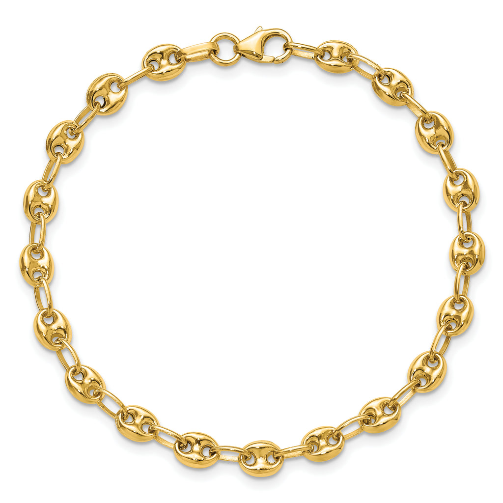 14K Polished Puffed Mariner Link Bracelet