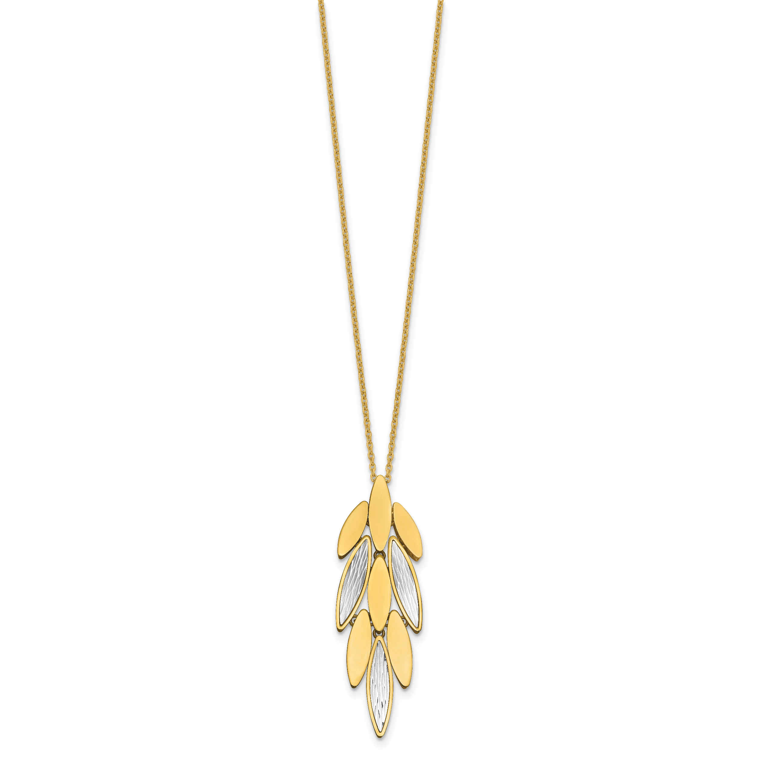 14K Two-tone Polished/Dia-cut Fancy w/1in ext. Necklace Secondary image