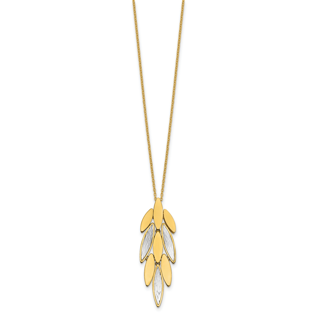 14K Two-tone Polished/Dia-cut Fancy w/1in ext. Necklace