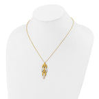 14K Two-tone Polished/Dia-cut Fancy w/1in ext. Necklace