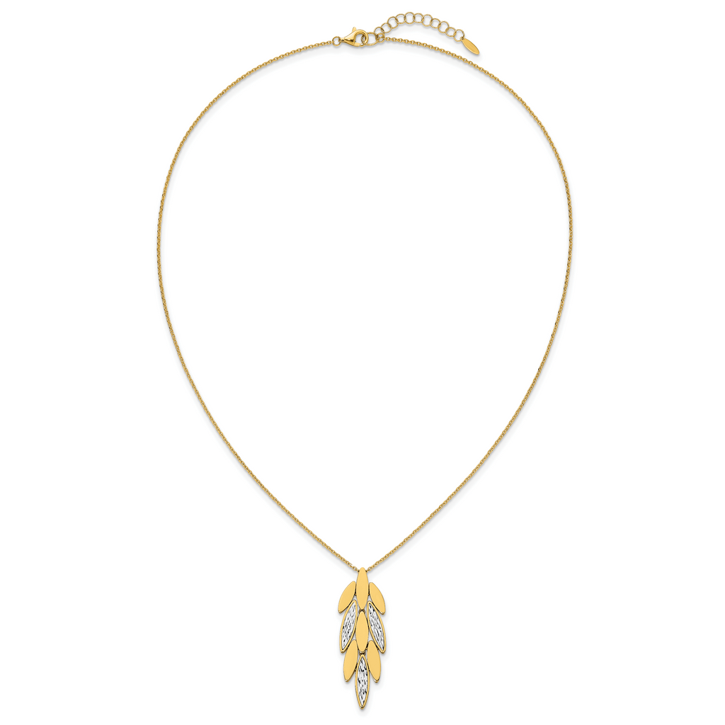 14K Two-tone Polished/Dia-cut Fancy w/1in ext. Necklace
