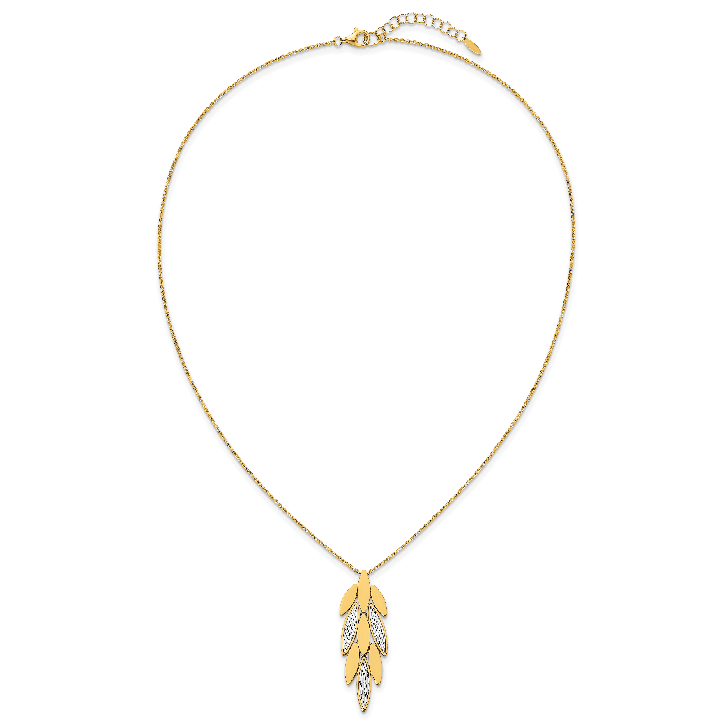 14K Two-tone Polished/Dia-cut Fancy w/1in ext. Necklace