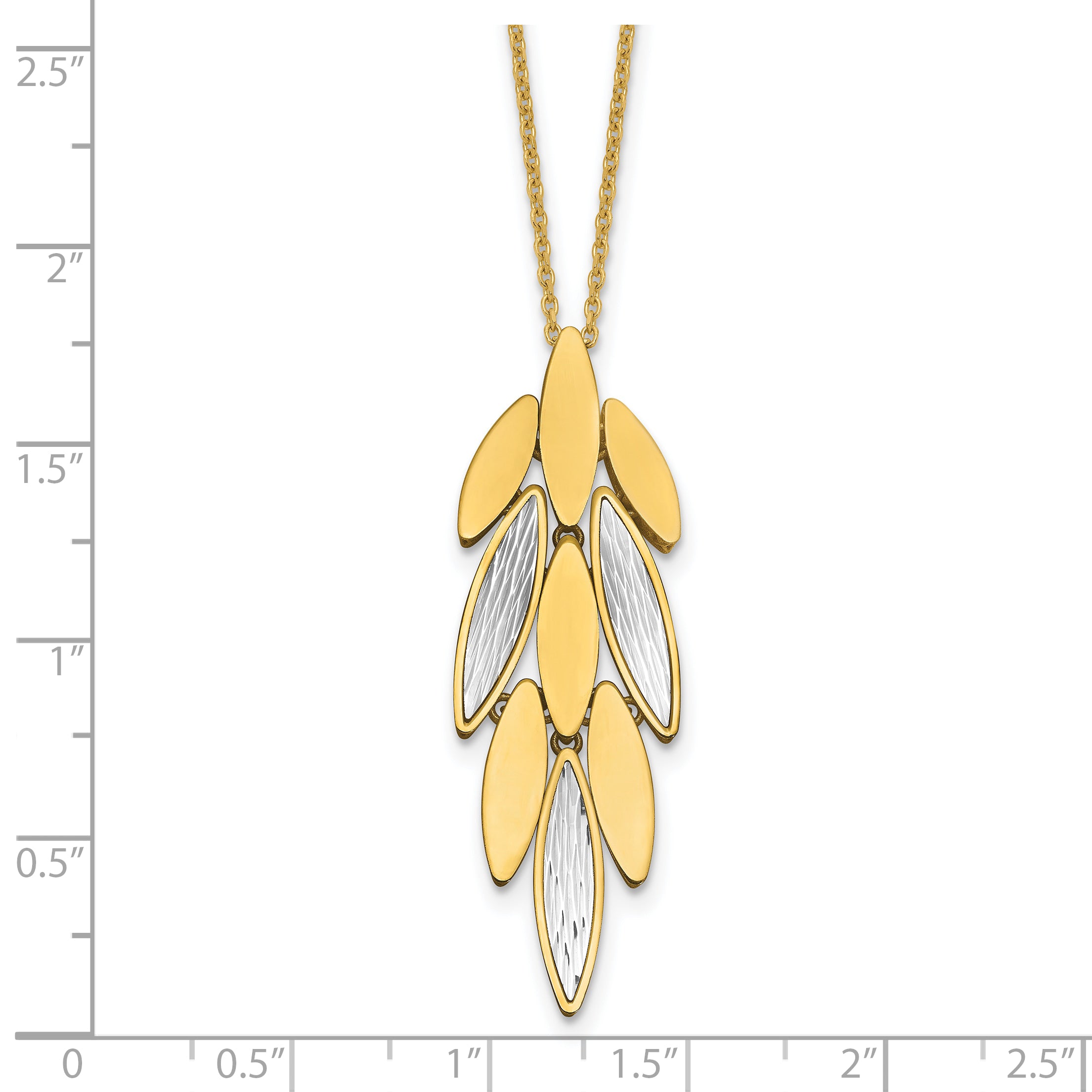 14K Two-tone Polished/Dia-cut Fancy w/1in ext. Necklace