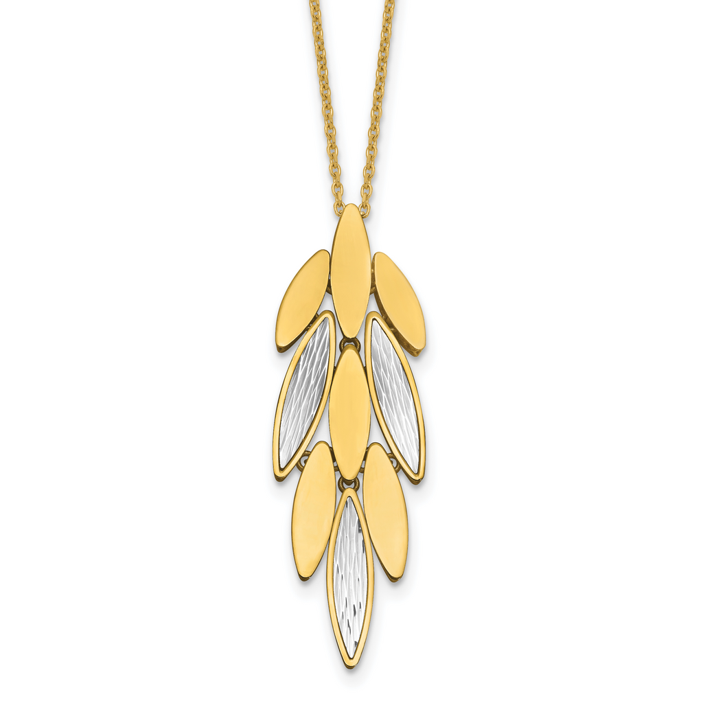 14K Two-tone Polished/Dia-cut Fancy w/1in ext. Necklace