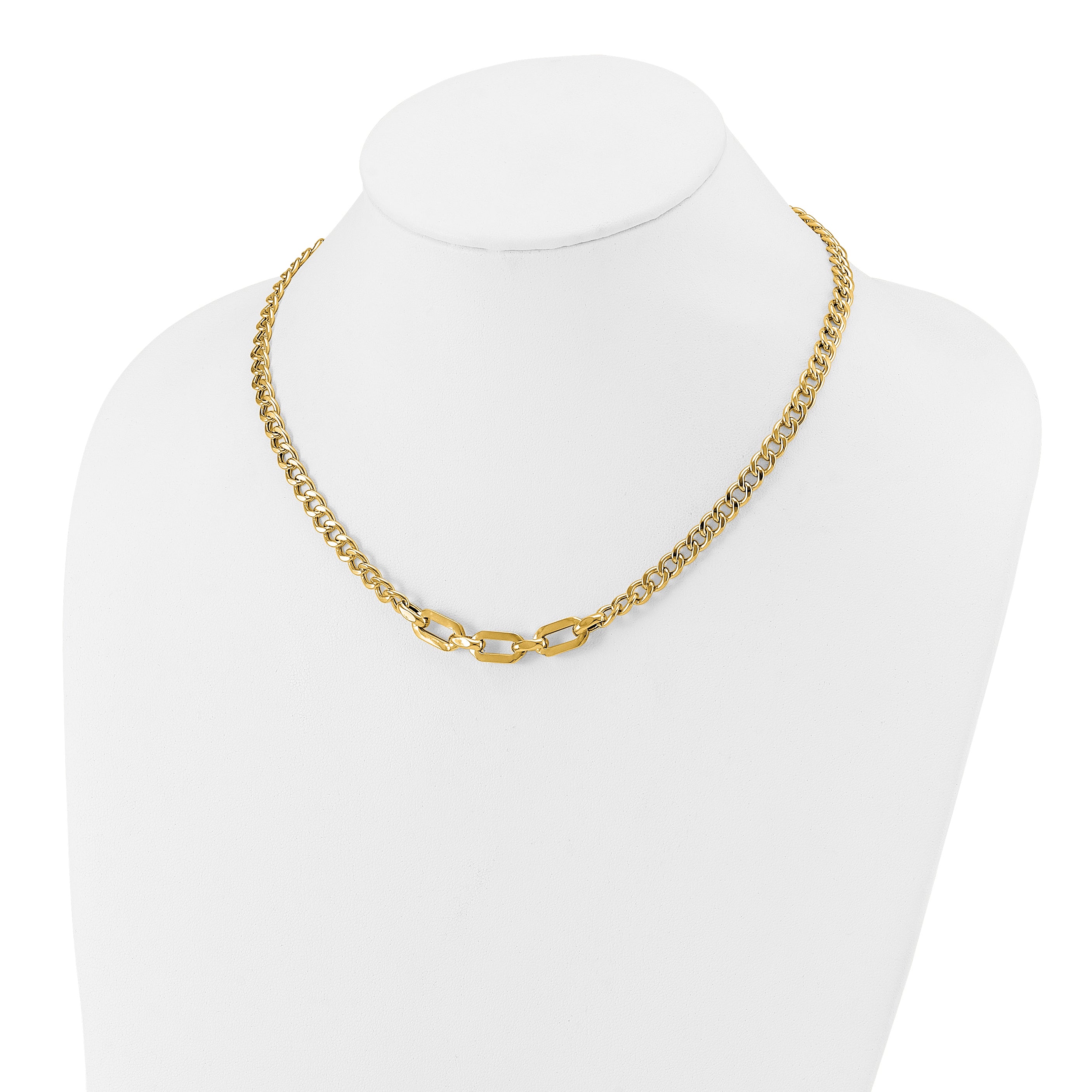 14K Polished Fancy Link Necklace