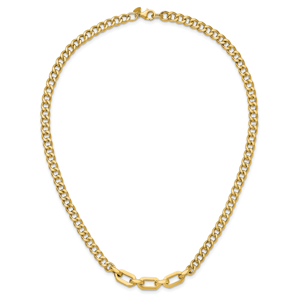 14K Polished Fancy Link Necklace