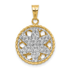 14K Two-tone Polished and Diamond-cut Fancy Pendant