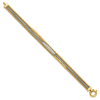 14K w/Rhodium Polished Bars Mesh Multi-strand Bracelet