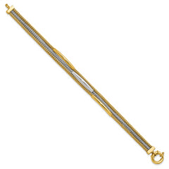 14K w/Rhodium Polished Bars Mesh Multi-strand Bracelet