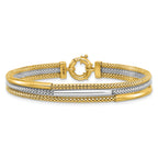 14K w/Rhodium Polished Bars Mesh Multi-strand Bracelet