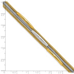 14K w/Rhodium Polished Bars Mesh Multi-strand Bracelet