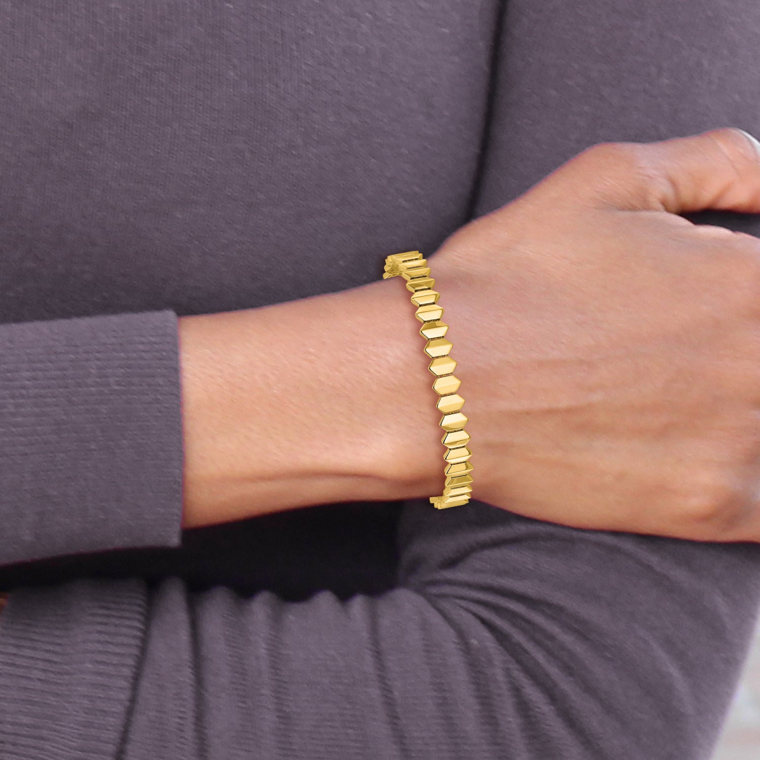 14K Polished Fancy Geometric Link Bracelet